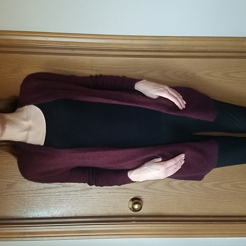 H&M XS Burgundy/Plum Open Long Sleeved Cardigan